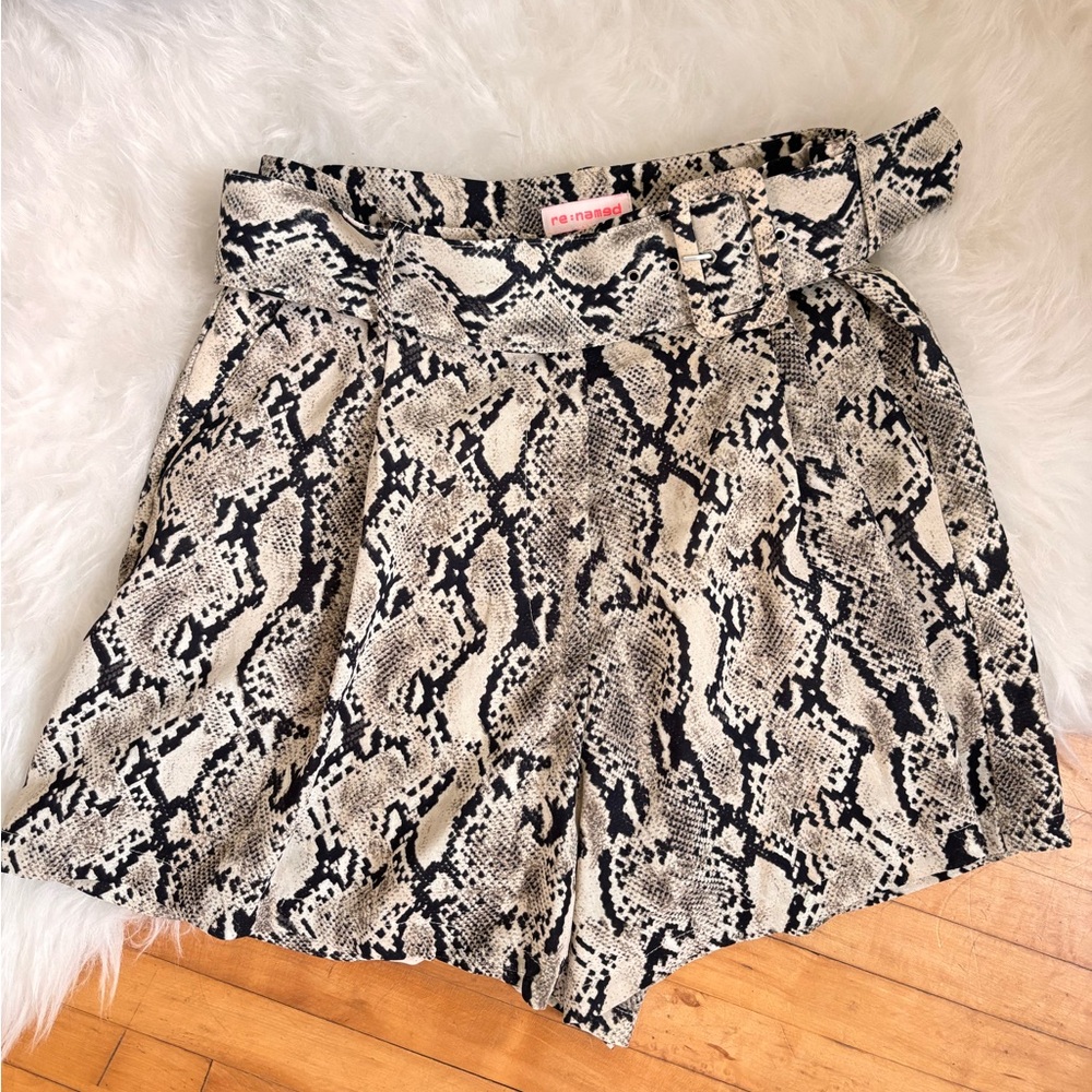 Re:named snake print high waisted shorts